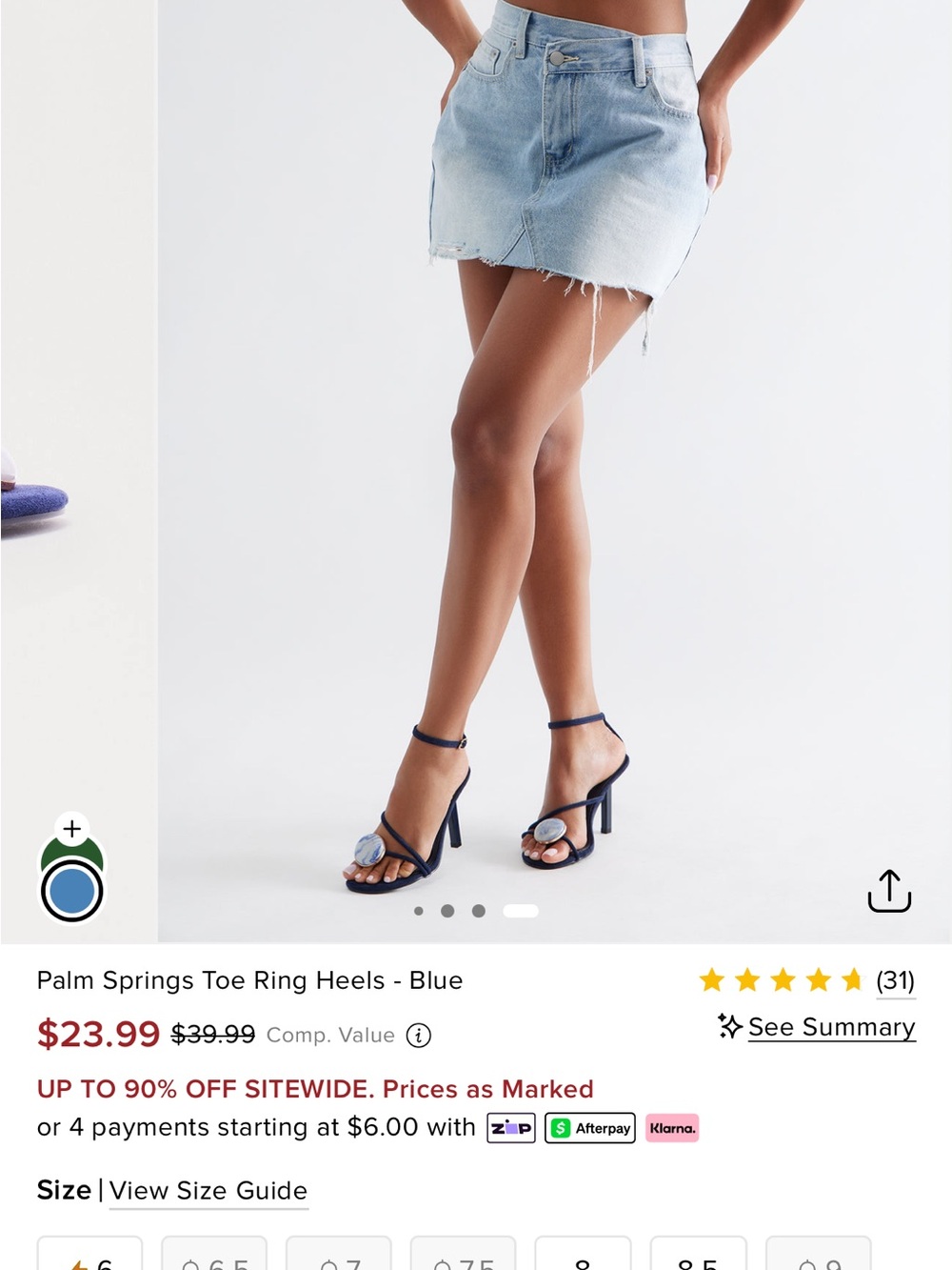 Fashion Nova Palm Springs Toe Ring Heels - Blue